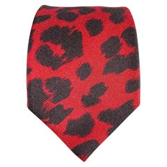 PAUL SMITH Burgundy Black Animal Print Silk Tie