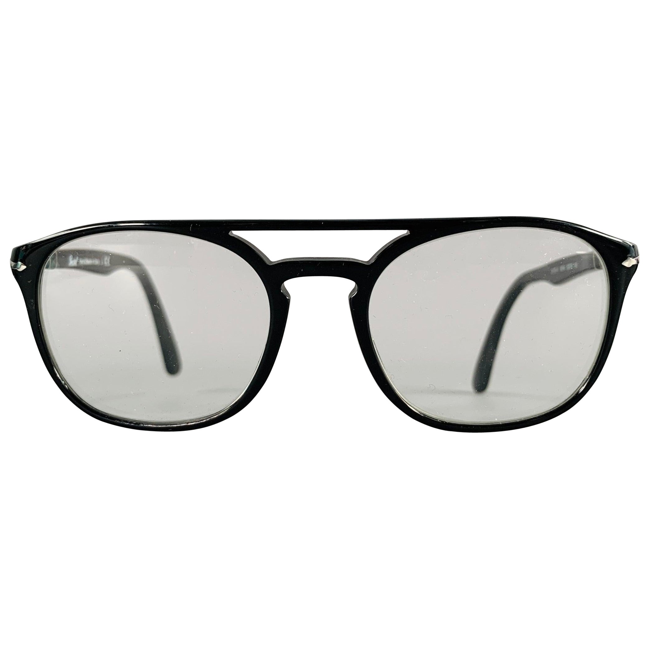 PERSOL Black Acetate Aviator Eyeglasses Frames For Sale