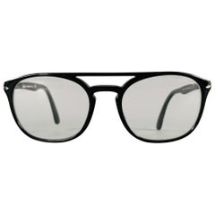 PERSOL Black Acetate Aviator Eyeglasses Frames