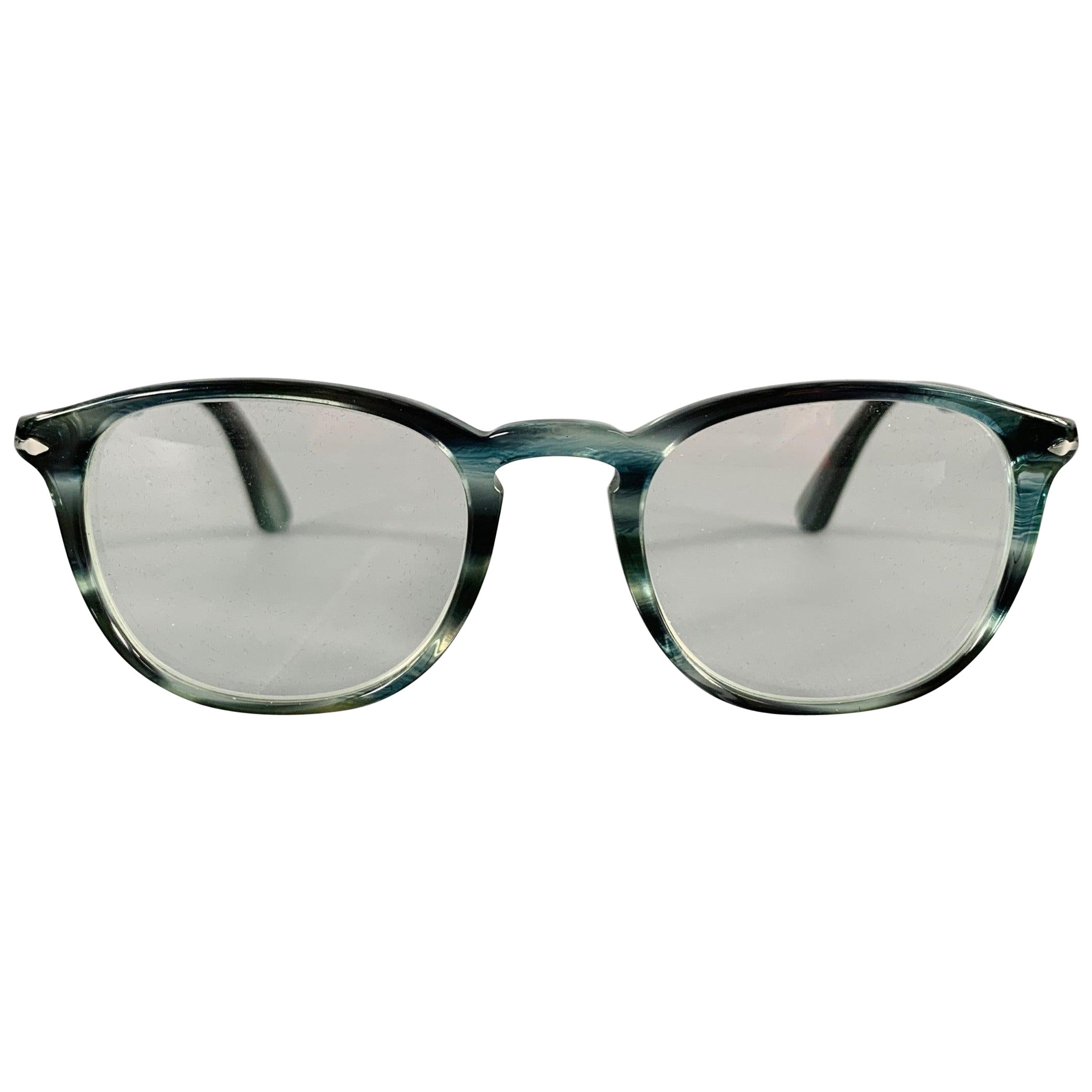 PERSOL Blue Grey Marbled Acetate Eyeglasses Frames