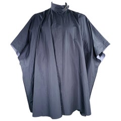 THIERRY MUGLER Einheitsgröße Navy Hellblau Baumwollmischung Druckknöpfe Poncho Mantel