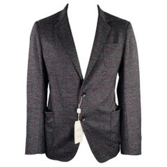 ARMANI COLLEZIONI Size 46 Grey Black Burgundy Plaid Sport Coat