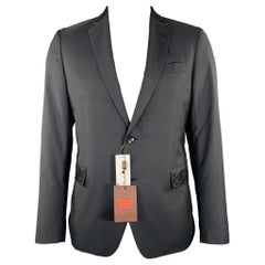 ETRO Size 42 Giacche Black Beaded Wool Notch Lapel Sport Coat