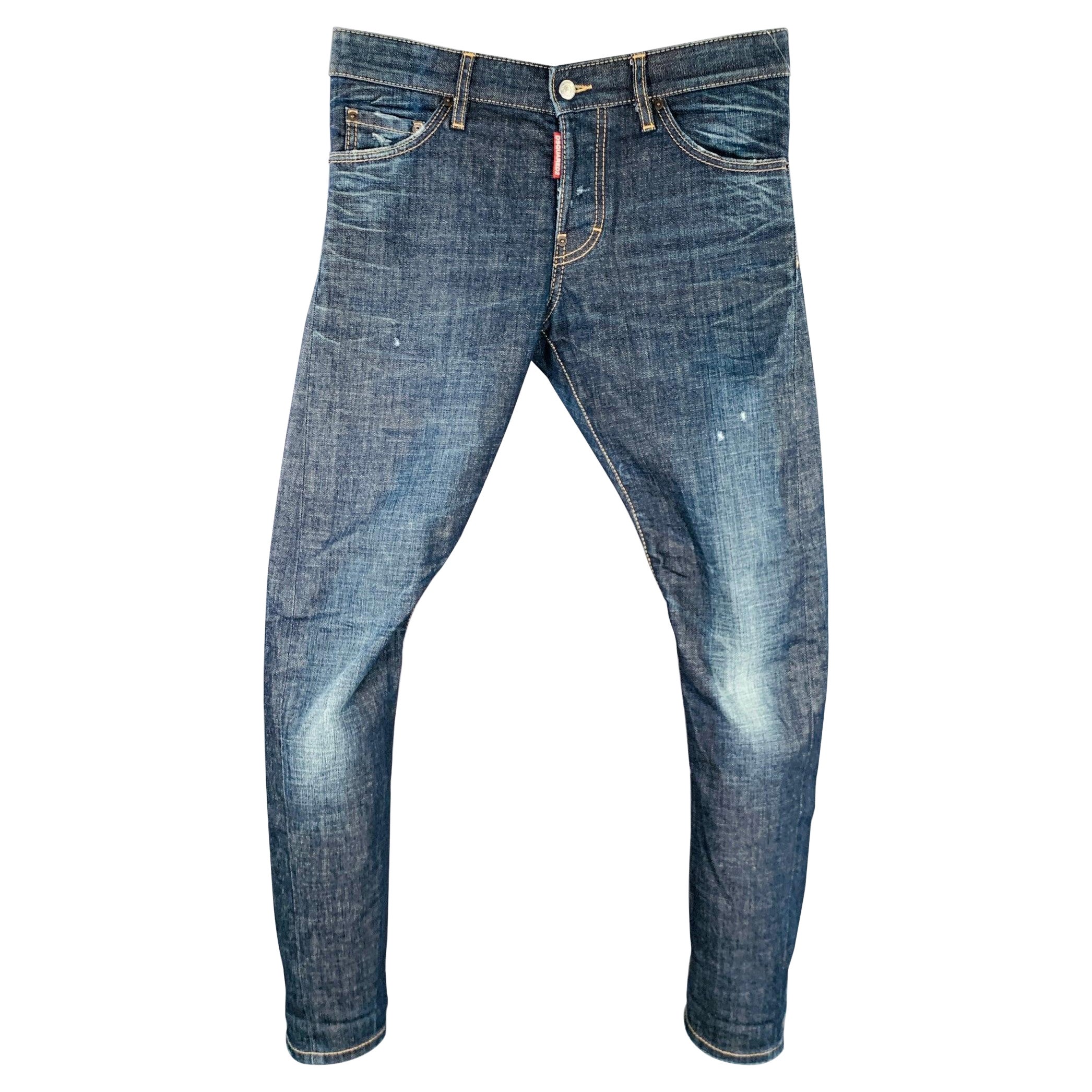 DSQUARED2 Jeans Button Fly Blu Distressed in misto cotone taglia 28