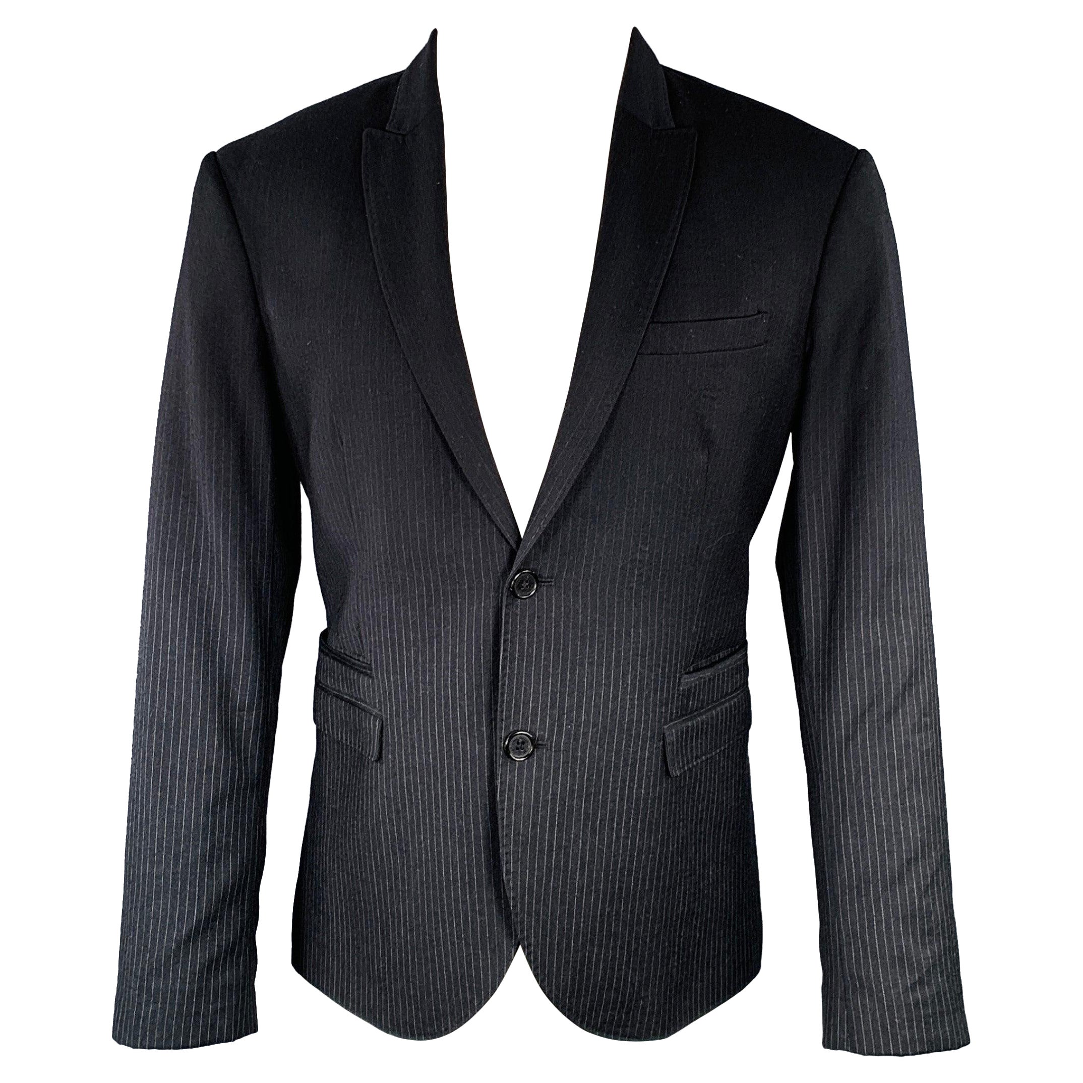 NEIL BARRETT Size 40 Black Grey Pinstripe Wool Ombre Effect Slim Fit Sport Coat For Sale