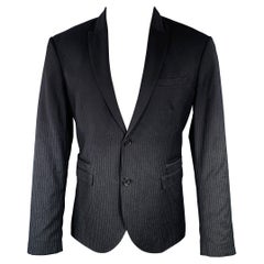 Neil Barrett Taglia 40 Gessato Nero Grigio in Lana Effetto Ombre Slim Fit Sport Coat
