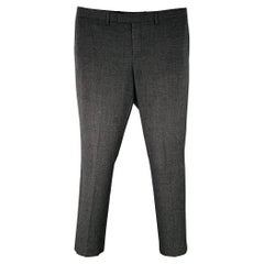IHN VARVATOS Taille 32 Pantalon habillé en laine grise chinée à devant plat