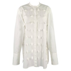 PORTS 1961 Size M White Cotton Applique Nehru Collar Shirt