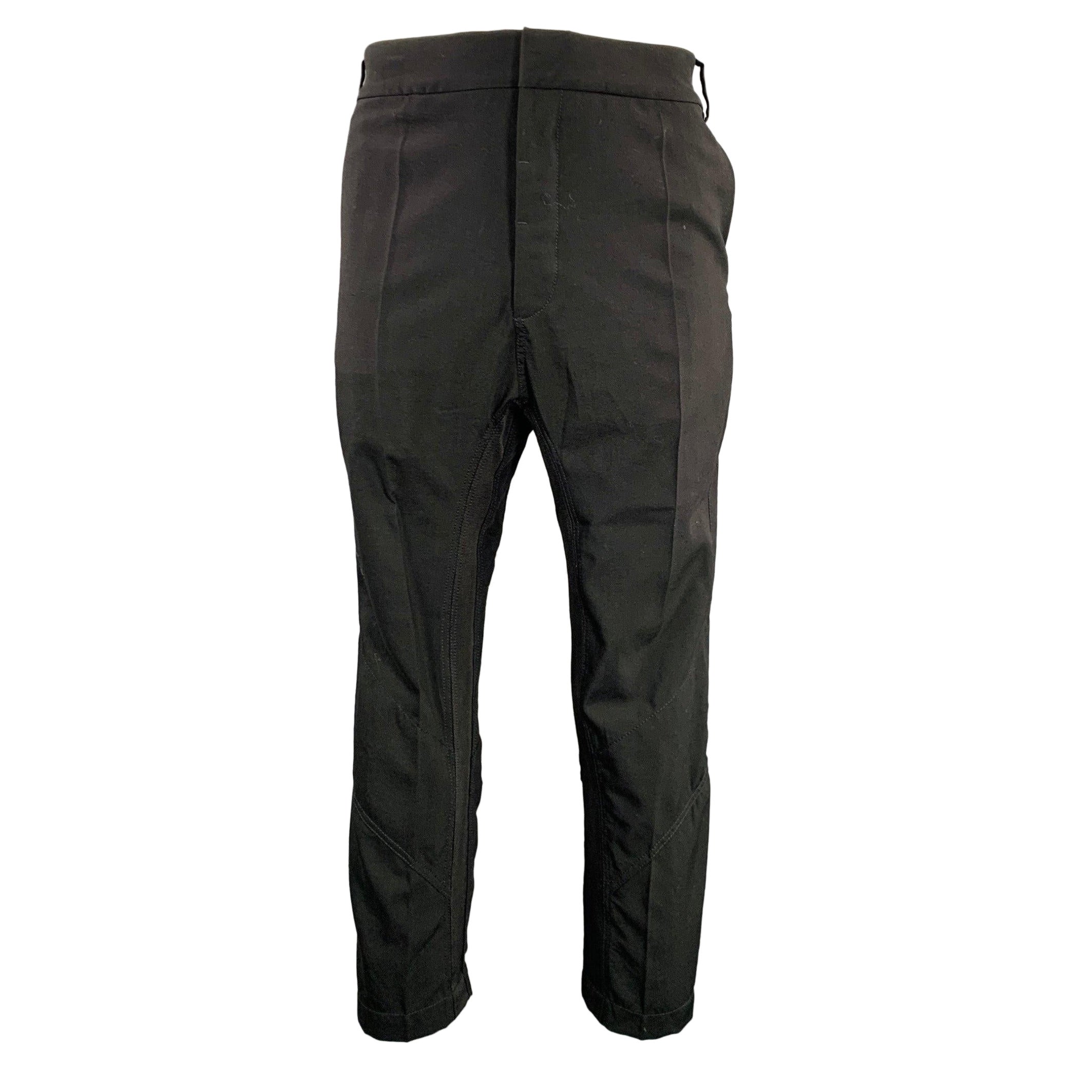HAIDER ACKERMANN Size 34 Black Wool Polyamide Drop Crotch Dress Pants For Sale