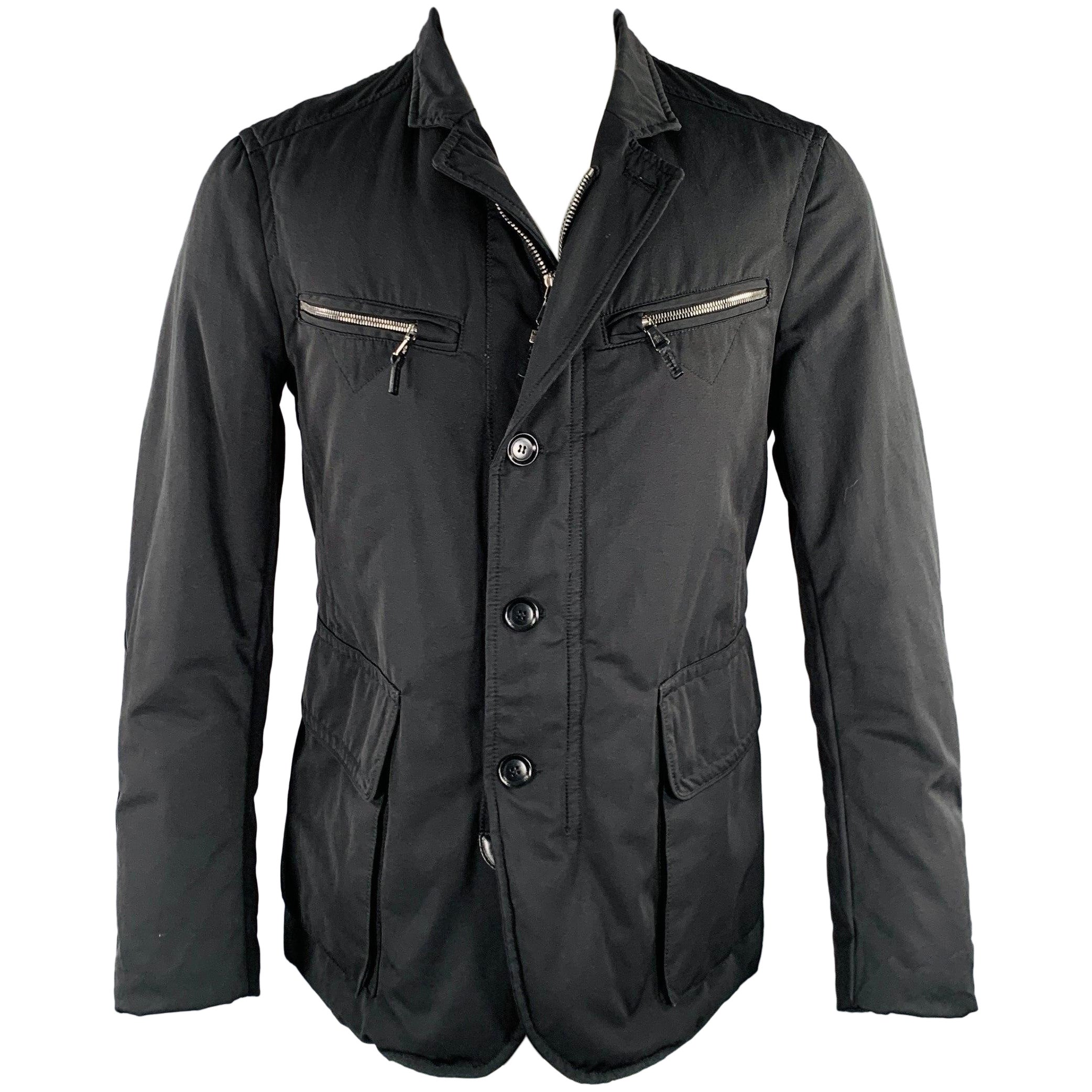 Moncler Giacca con bottoni e zip in poliestere nero taglia M.