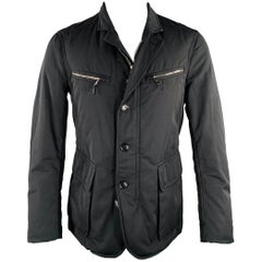 Moncler Giacca con bottoni e zip in poliestere nero taglia M.