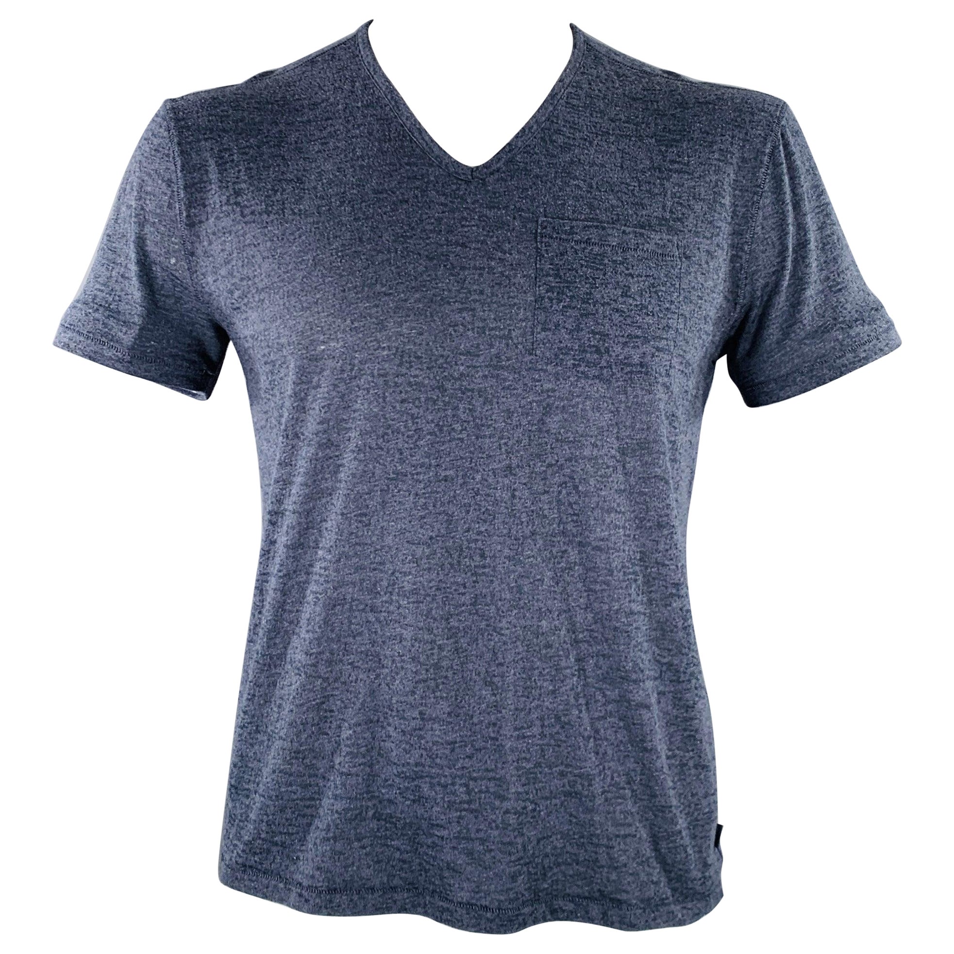 JOHN VARVATOS Size L Grey Heather Cotton Blend One Pocket T-shirt For Sale