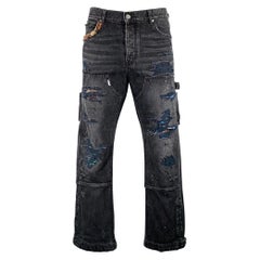 AMIRI Größe 34 Schwarze, mehrfarbige, gerade Cargo-Jeans aus Baumwolle im Distressed-Stil
