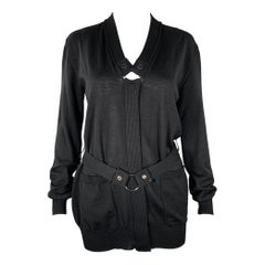 Jean-Paul Gaultier - Pull à col en V en maille noire, taille M