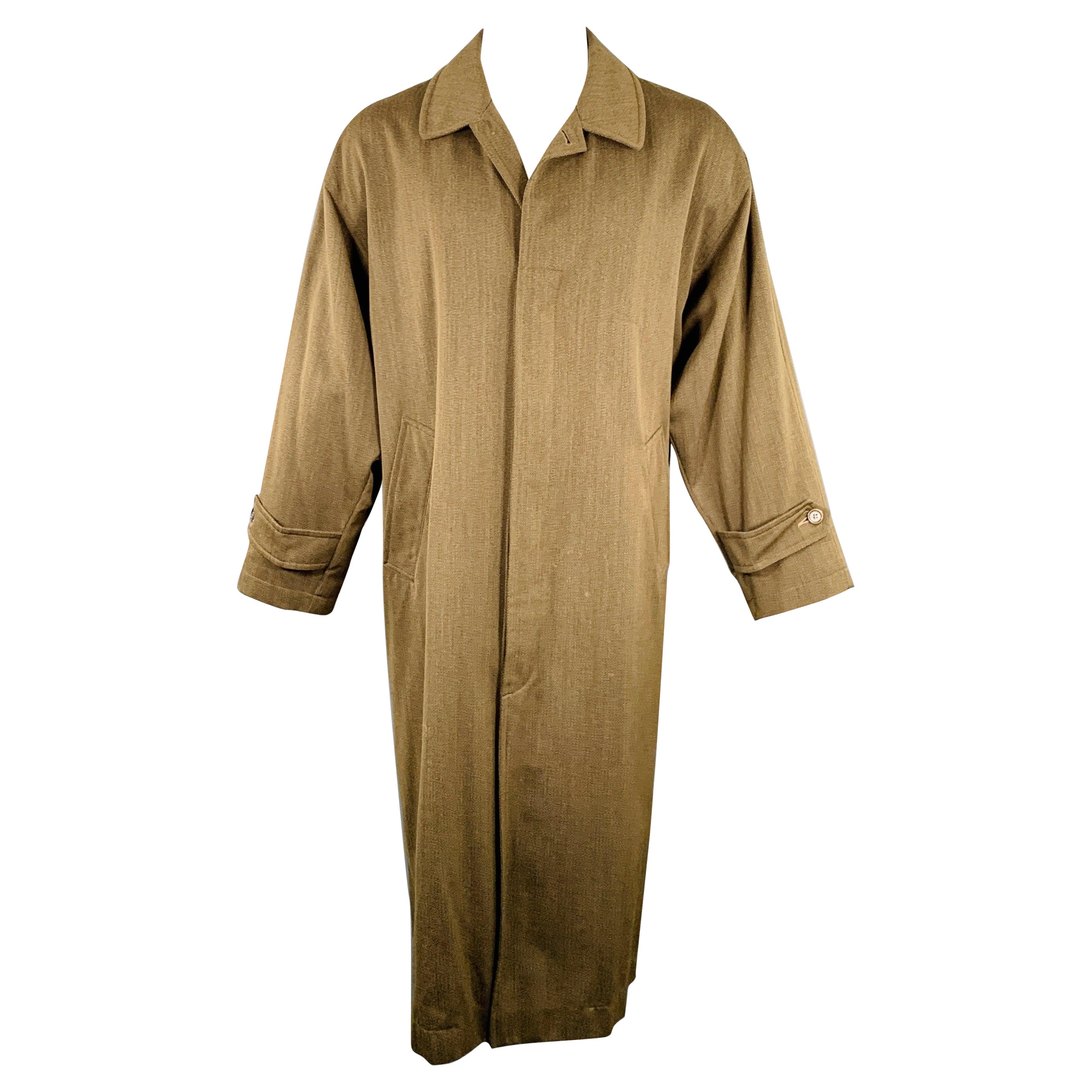 LUCIANO BARBERA Cappotto con bottoni nascosti in lana Heather Brown Taglia 36