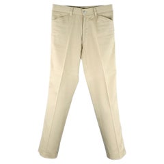 DOLCE & GABBANA Size 30 Tan Blue Black Twill Cotton Striped Trim Casual Pants