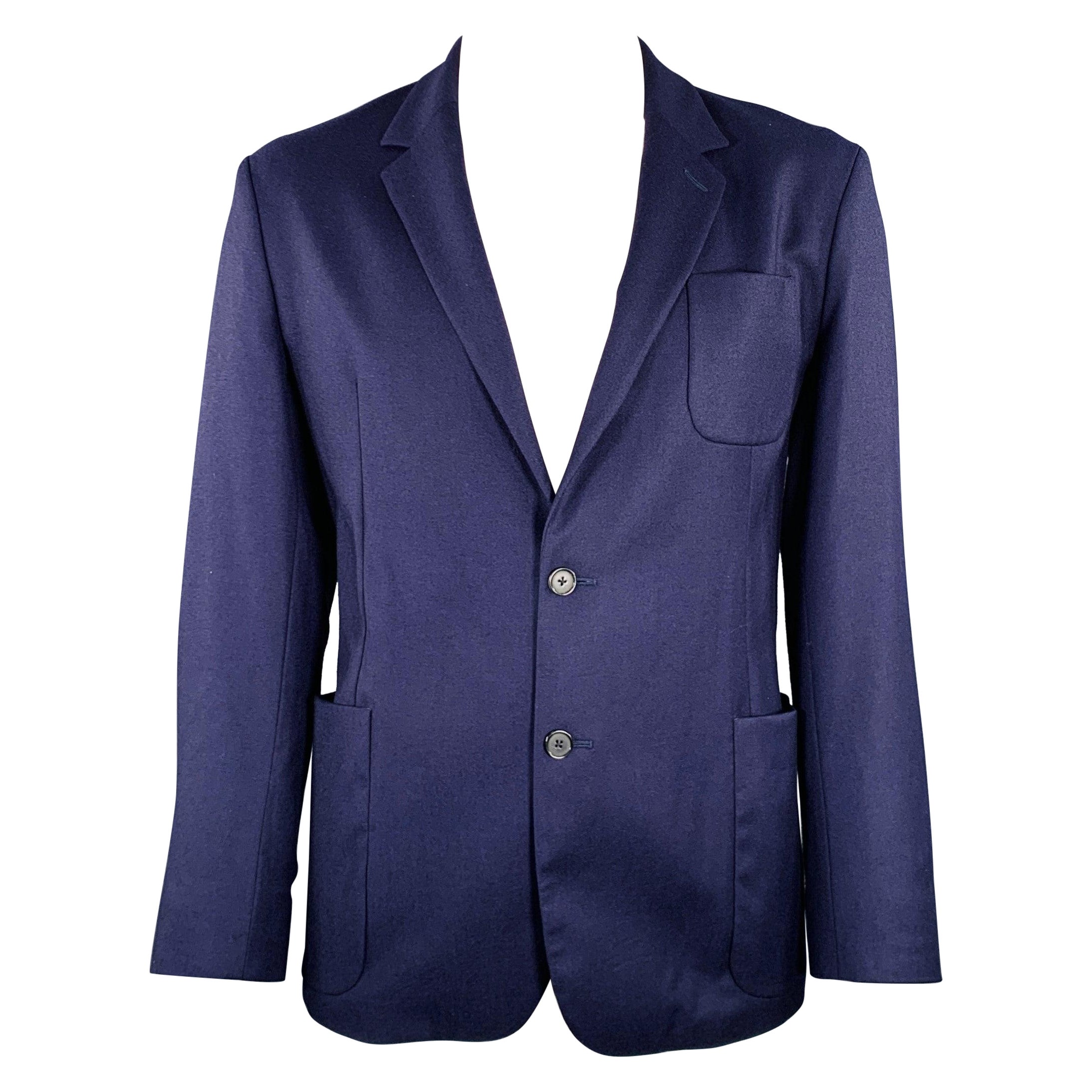 Paul Smith taglia 42 cappotto sportivo in lana e cashmere con risvolto a tacche, di colore blu.