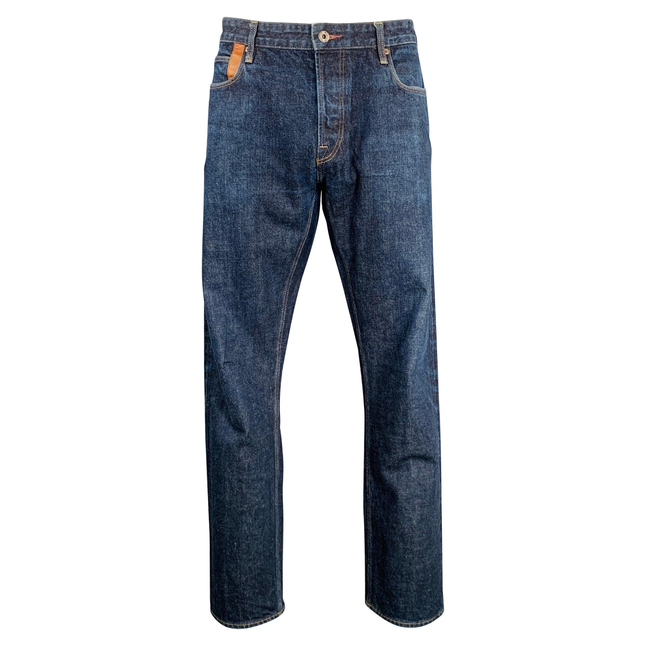 PAUL SMITH Size 36 Blue Contrast Stitch Cotton Straight Japanese Selvedge Jeans
