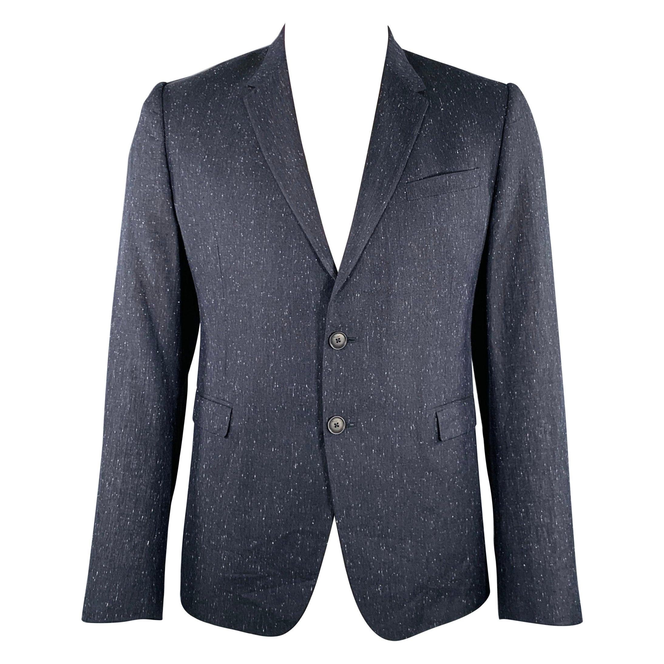 PAUL SMITH - Manteau de sport en laine et lin blanc anthracite, taille 44