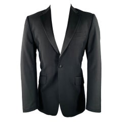 PAUL SMITH Size 38 Black Wool Mohair Tuxedo Sport Coat