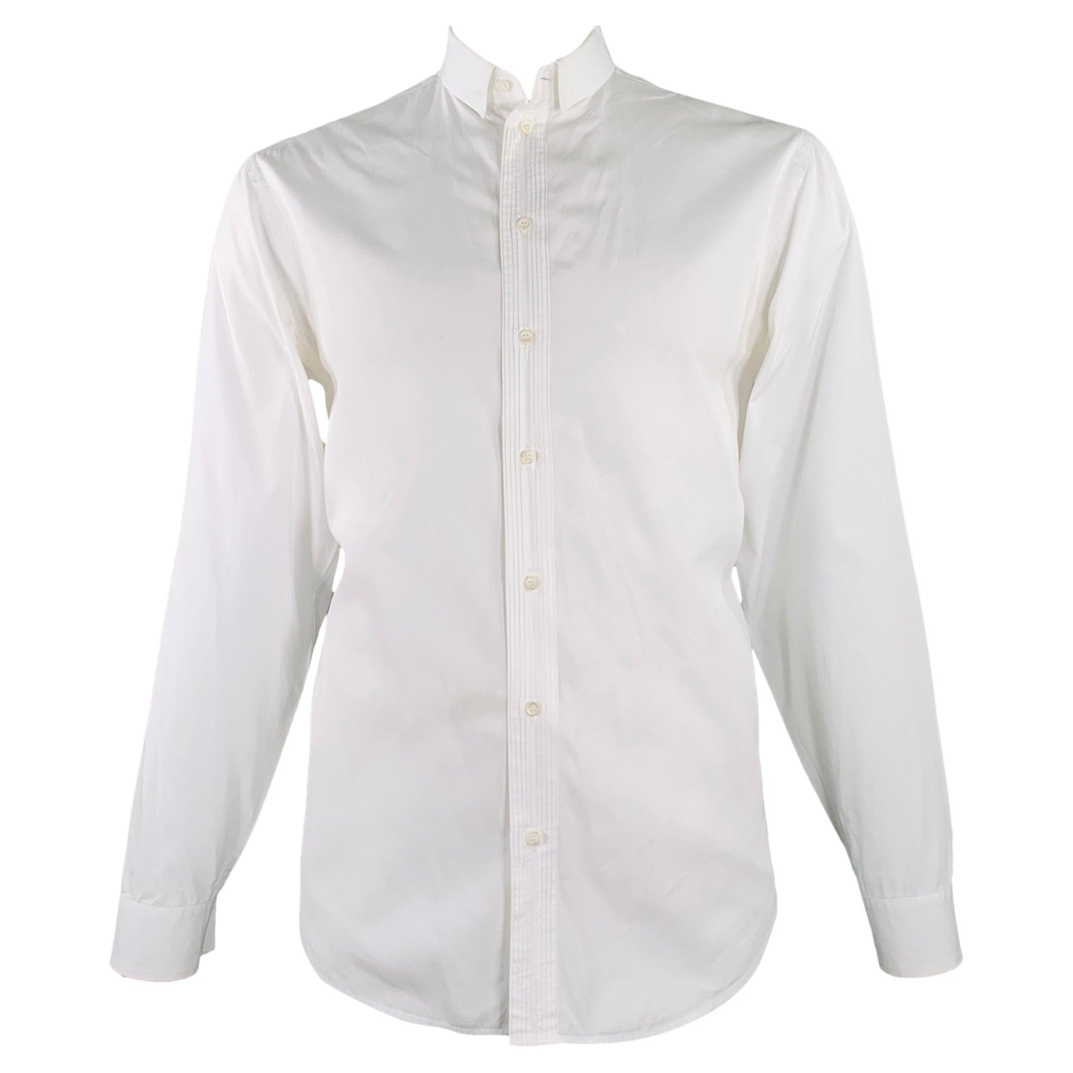 ARMANI COLLEZIONI Taglia L Camicia a maniche lunghe in cotone bianco con polsini alla francese