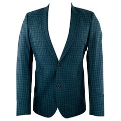 PAUL SMITH Size 36 Green Navy Checkered Wool Linen Sport Coat