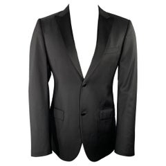 CALVIN KLEIN COLLECTION Size 36 Black Wool Peak Lapel Sport Coat
