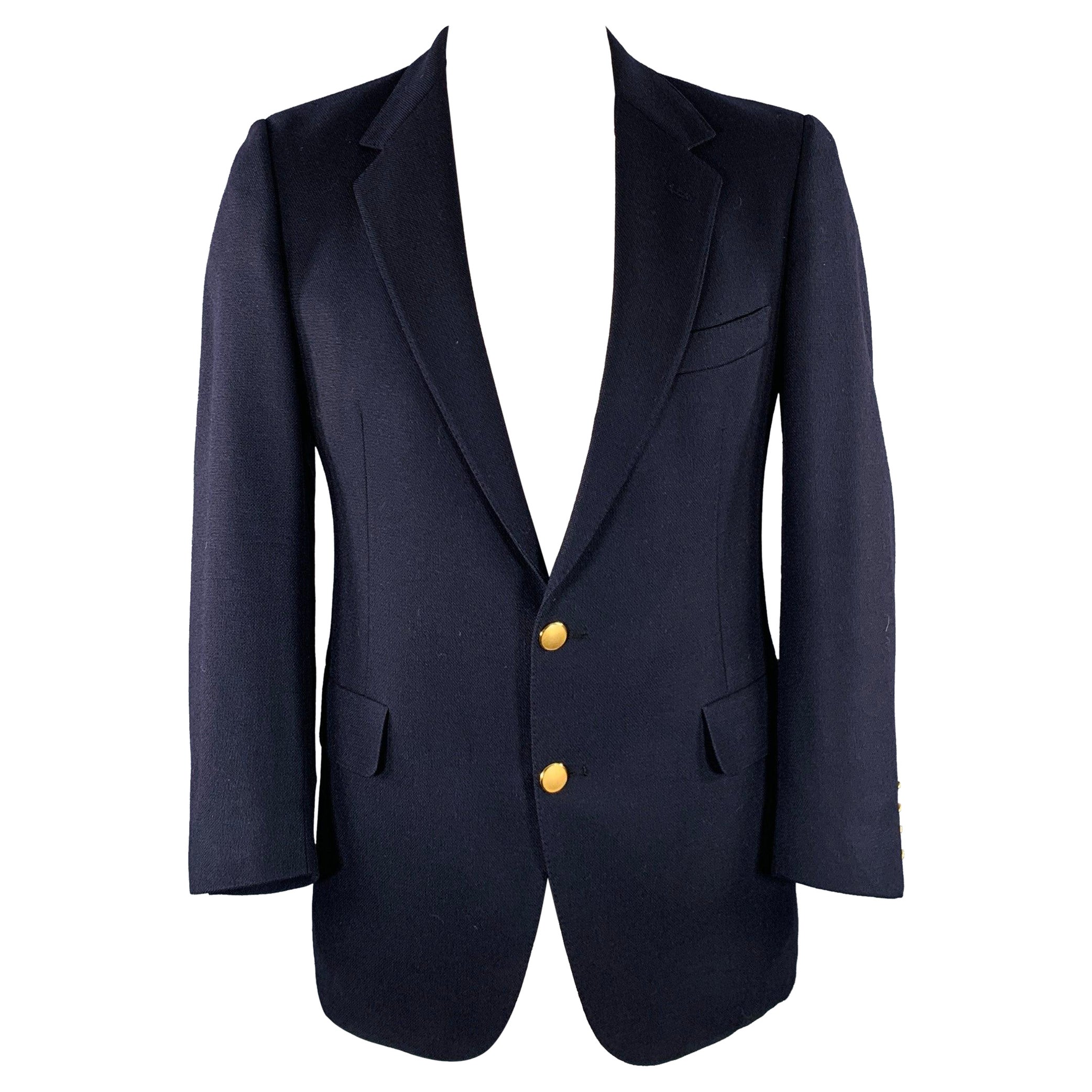 Aquascutum Taille 42 Manteau de sport en laine marine à patte unique en vente