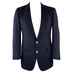 AQUASCUTUM Größe 42 Marineblauer einreihiger Sportmantel aus Wolle