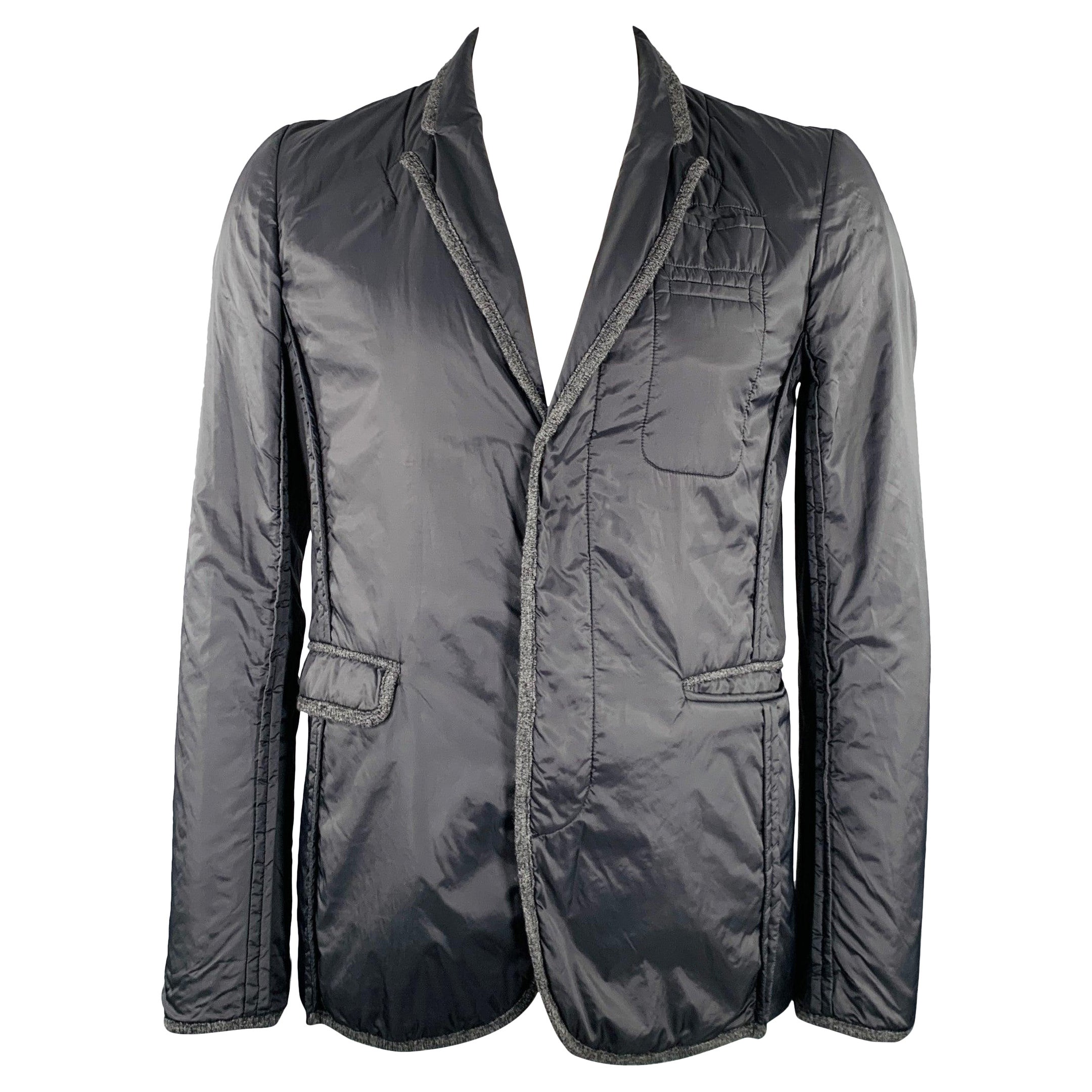 UNDERCOVER Talla XL Negro Gris Contraste Ribete Nylon Chaqueta Blazer en venta