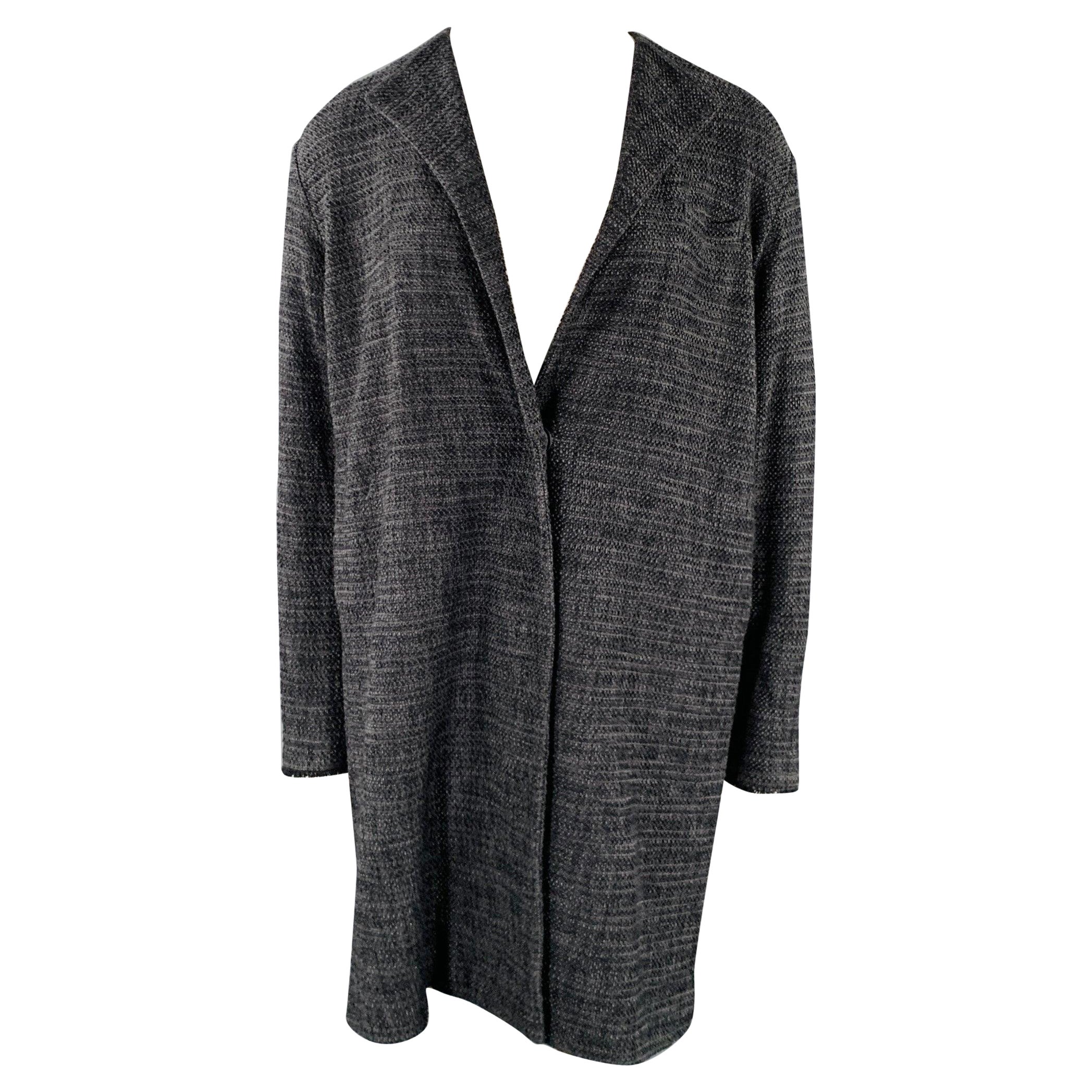 Issey Miyake Taglia L Grigio Navy Cappotto monopetto con bottoni automatici