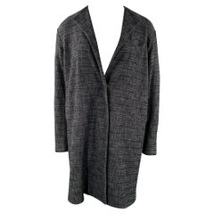Issey Miyake Taglia L Grigio Navy Cappotto monopetto con bottoni automatici