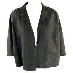 MARNI Größe 4 Graue anthrazitfarbene Wildleder-Cropped-Jacke