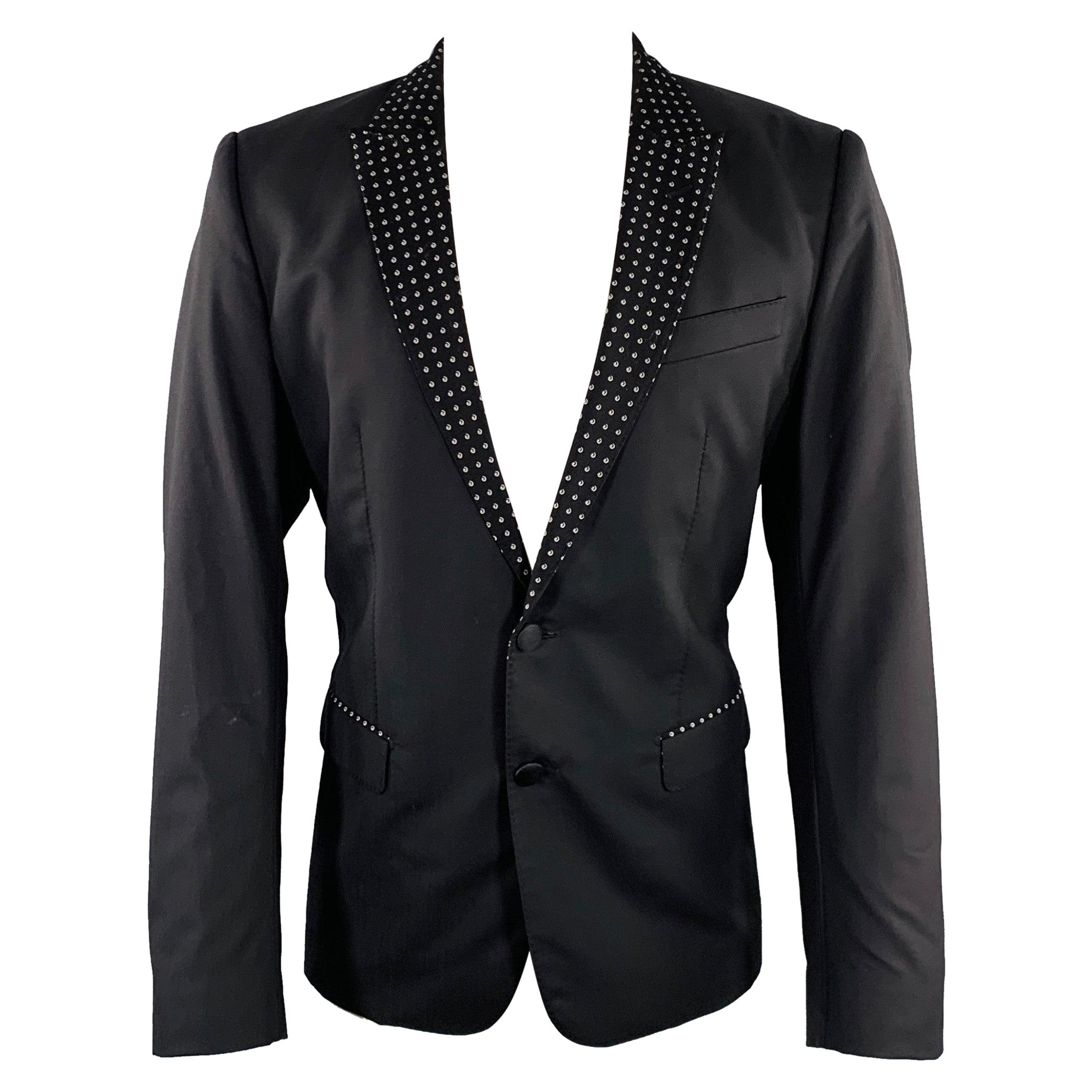 DOLCE & GABBANA Taglia 40 Nero Argento Dot Dot Dot con risvolto in vendita