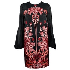 GIAMBATTISTA VALLI Size XS Black Burgundy Polyester Blend Floral Dress