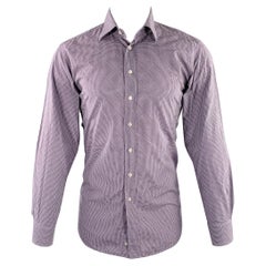 ETRO - Chemise à manches longues boutonnée en coton à carreaux violets, taille M
