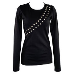 ALTUZARRA Size XS Black Viscose Blend Snaps Studded Crew Neck Pullover