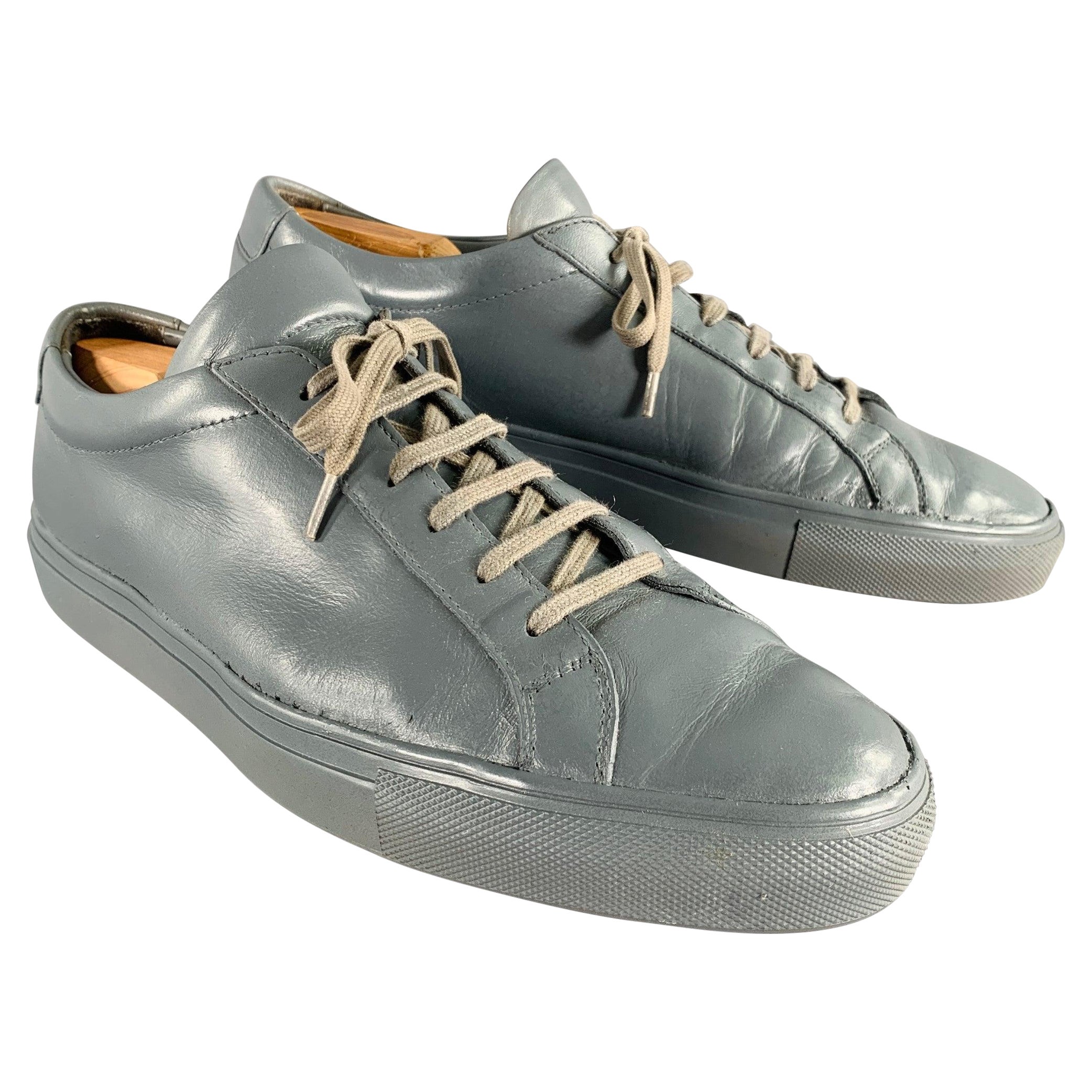 COMMON PROJECTS Size 10 Grey Leather Low Top Sneakers