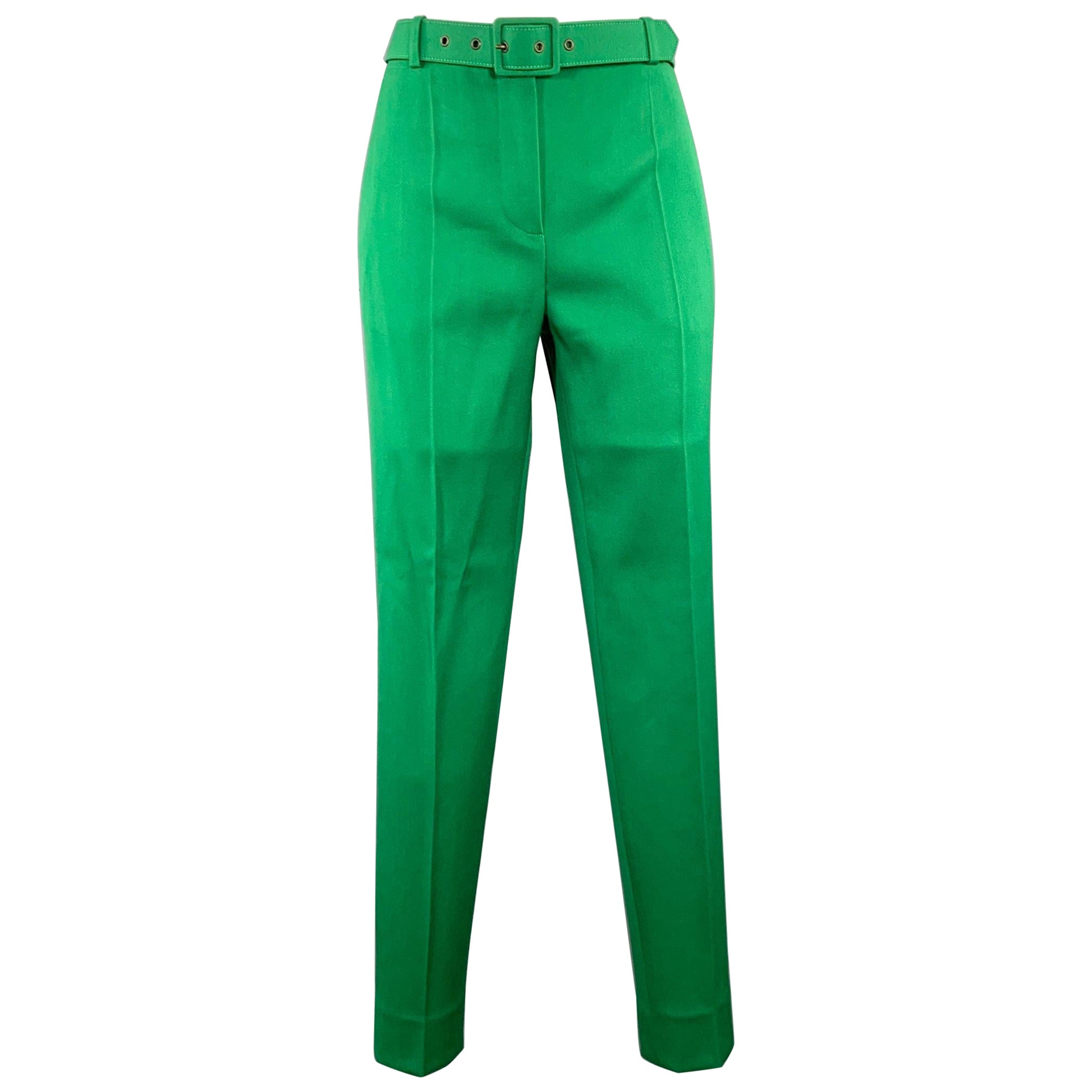 GIVENCHY Size 2 Green Polyester Wool Narrow Leg Dress Pants