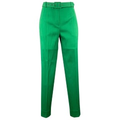 GIVENCHY Size 2 Green Polyester Wool Narrow Leg Dress Pants