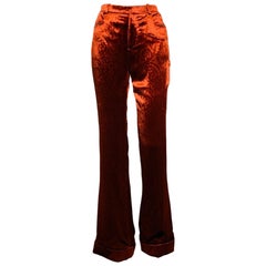 SAINT LAURENT Size 4 Burgundy Viscose Blend Velvet Dress Pants