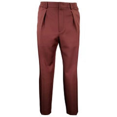 FENDI Size 36 Burgundy Wool Blend Elastic Waistband Dress Pants