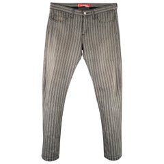 JUNYA WATANABE Size M Grey Black Stripe Cotton Five Pockets Jeans