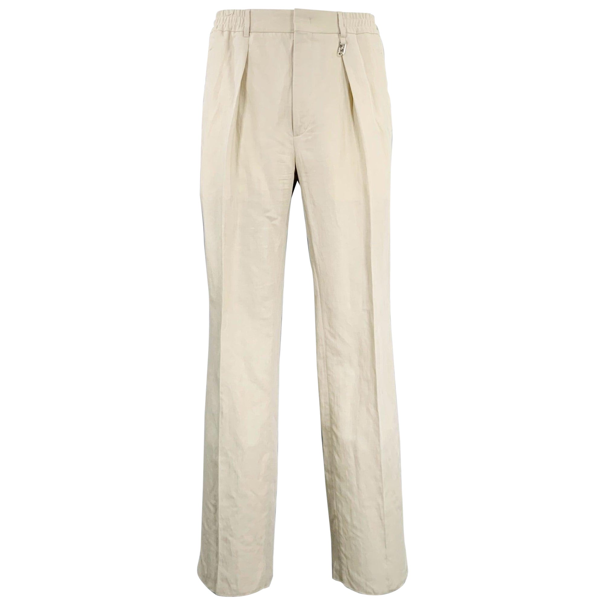 FENDI Taille 36, lin mélangé kaki, taille élastique