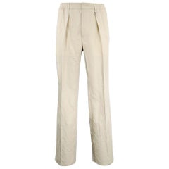 FENDI Size 36 Khaki Linen Blend Elastic Waistband Casual Pants