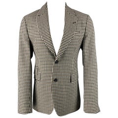 PAUL SMITH Size 40 White Black Brown Checkered Wool Sport Coat