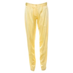 Blumarine Zitronengelbe Seidenhose in entspannter, taillierter Passform M