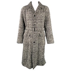 DOLCE & GABBANA Size 44 Black White Plaid Wool Blend Oversized Coat
