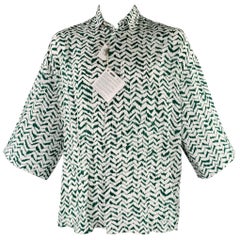 Haider Ackermann Taglia L Verde Bianco Greene & Greene in seta a manica corta