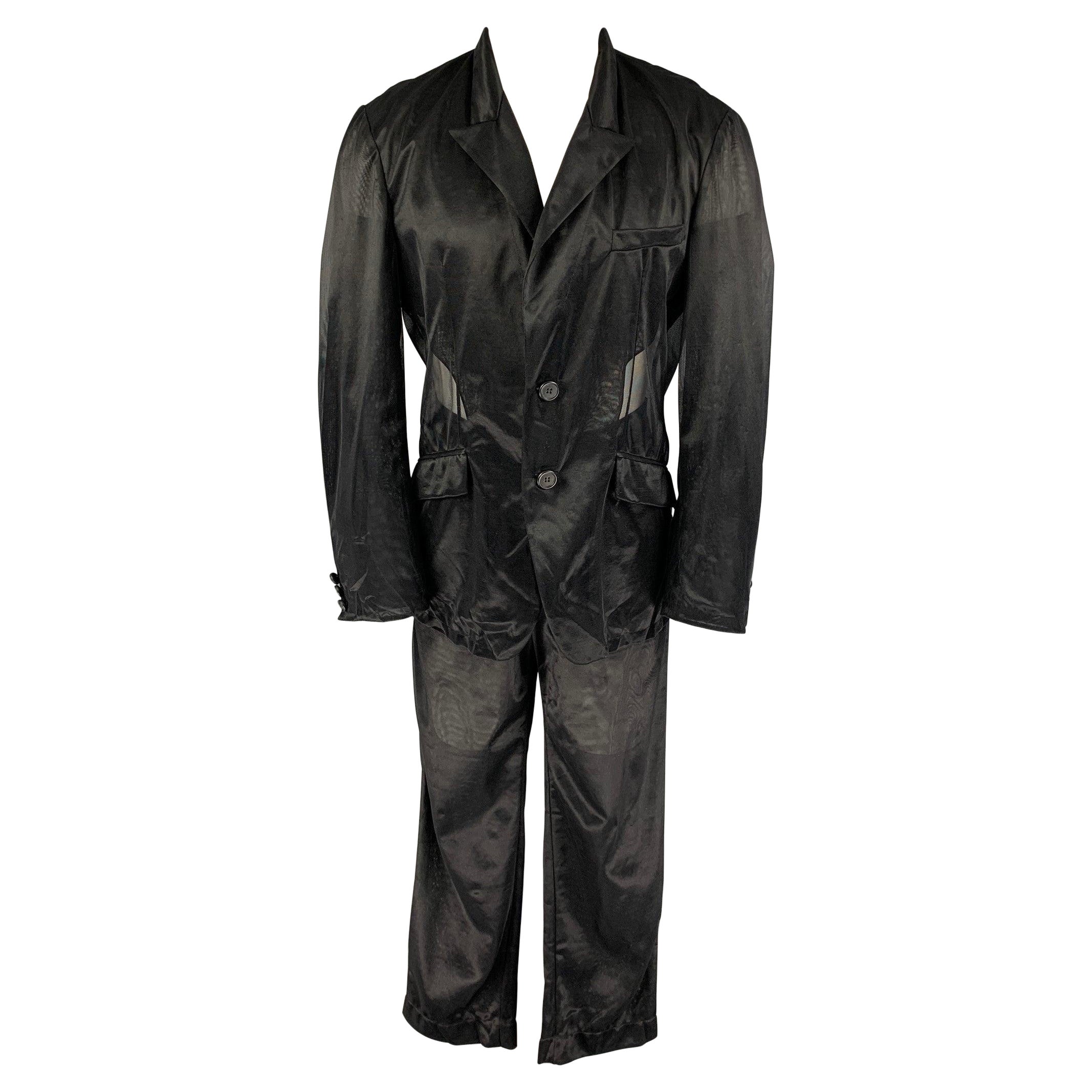 DOLCE & GABBANA Taglia 42 Abito nero con risvolto a punta in poliammide See Through